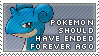 pokemon stamp that says, 'pokemon should have ended forever ago'